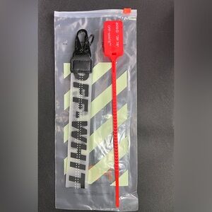 Off-white Lanyard Keychain with industrial clasp (Black)